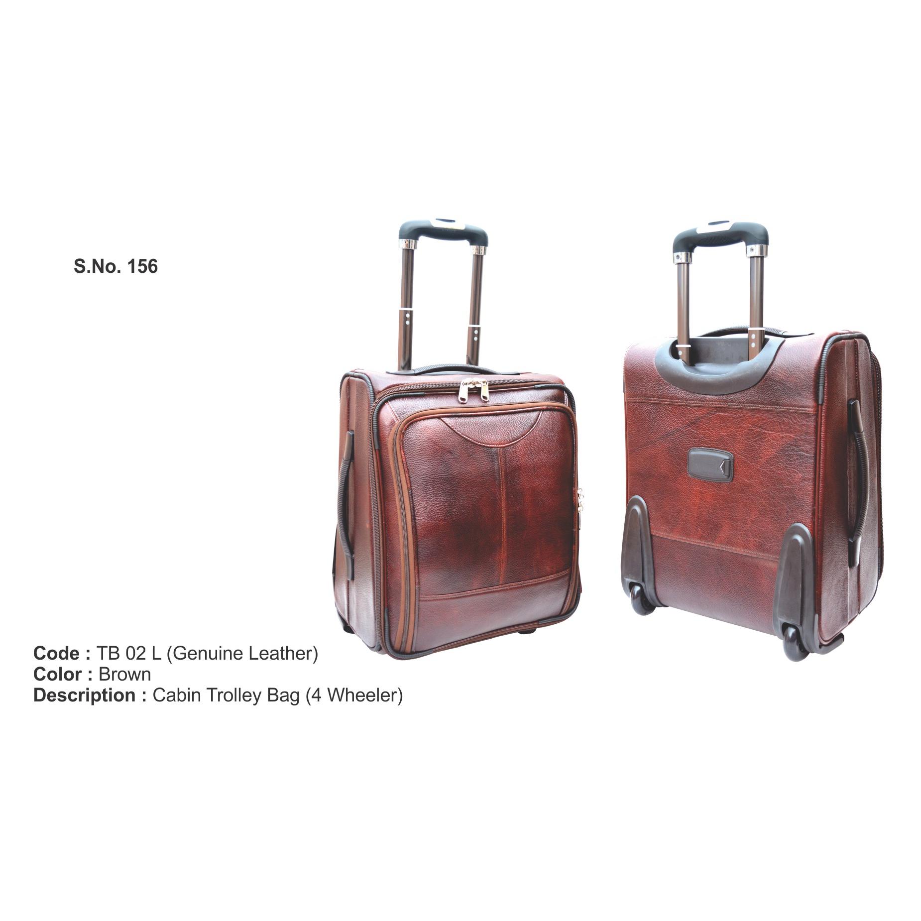 Trolly Pure Leather Cabin Luggage- Brown, Black & Tan