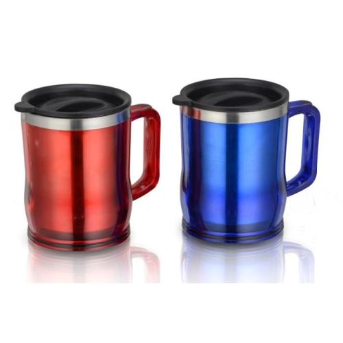 Steel Mug with Lid and Plastic Outer, 400ml (Mocha) - PYG Corp